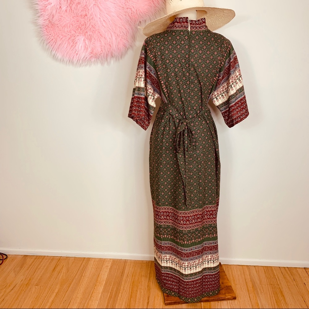 SOLD Vtg 70s Gilead Floral Kimono Maxi Dress S M - Picture 7 of 8